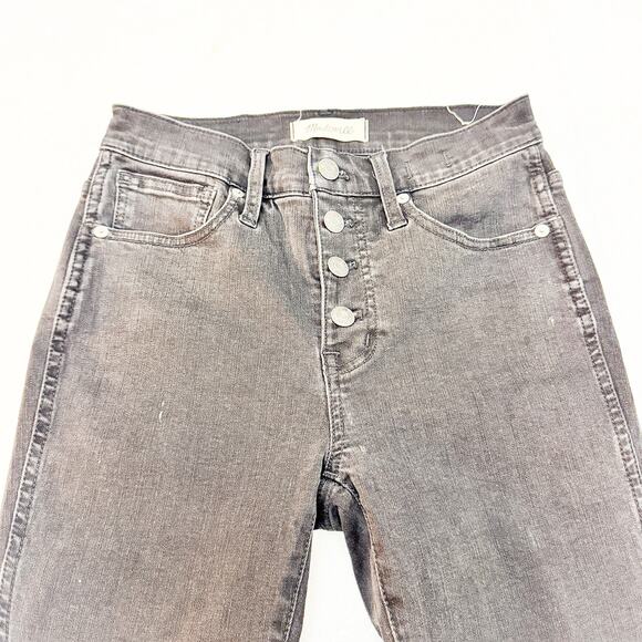 Madewell 10" High-Rise Skinny Button Fly Charcoal Denim Jeans Size 25P - Picture 6 of 10